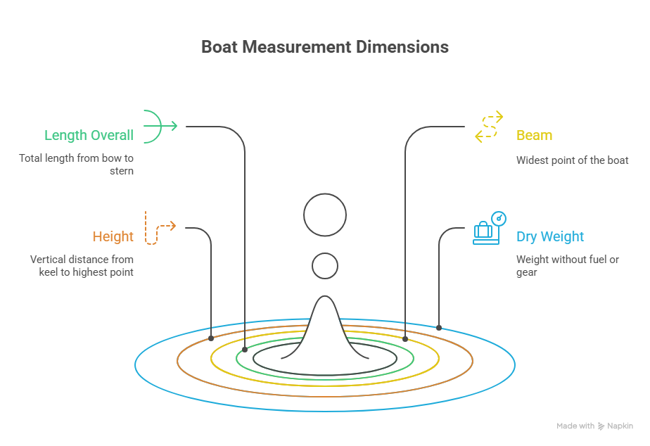 Image describing the factors that help understand how is a boat measured
