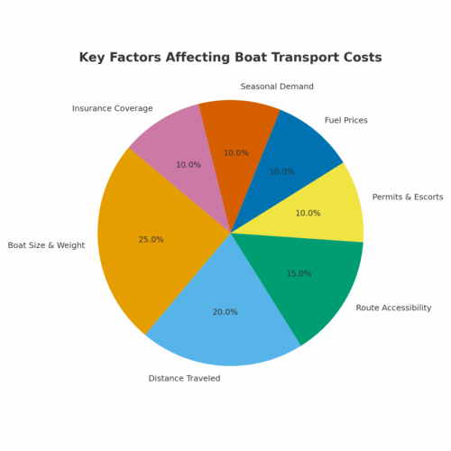 4 A pie chart showing percentages of each factor contributing to the cost of shipping a boat cross-country.
