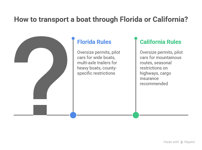 Cost to ship a boat from Florida to California